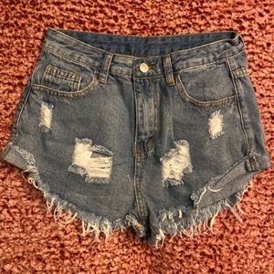 Ripped Denim Shorts
